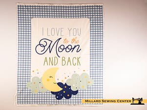 Cotton Fabric, 43"/44" Wide Flannel Love You to the Moon and Back in Panel Blue by Riley Blake Designs