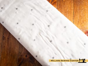Cotton Fabric, 44" Ripple & Thread in Stars White by FIGO