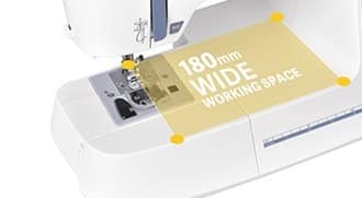 Wide Working SpaceLarge sewing space allows users to work on bigger projects.