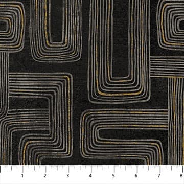 Cotton Fabric, 44" Gatsby in Rectangles Black Taupe by Northcott Fabrics