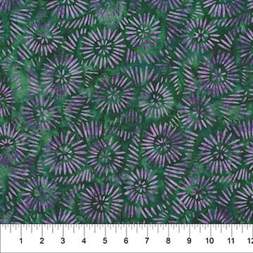 Cotton Fabric, 44" Jasmine Jewels in Daisy Forest Green by Banyan Batiks