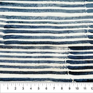 Cotton Fabric, 44" Paint Box in Stripe Got the Blues by Banyan Batiks