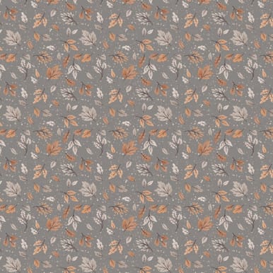 Cotton Fabric, 44" Pumpkins and Paws Collection in Witchy Leaves Grey by Camelot Fabrics