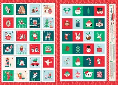 Cotton Fabric, 44" Wide in Advent Calendar Panel, a Jane Farnham Design by Dashwood Studio
