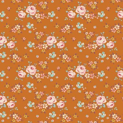 Cotton Fabric, 44" Wide in Gracie Ginger by Tilda