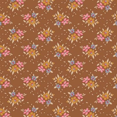 Cotton Fabric, 44" Wide in Frida Brown by Tilda