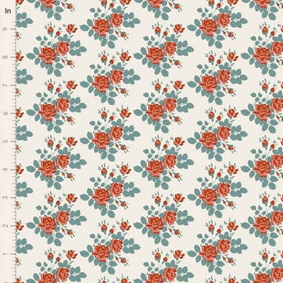 Cotton Fabric, 44″ Wide, Village Life- Myrtle Teal by Tilda