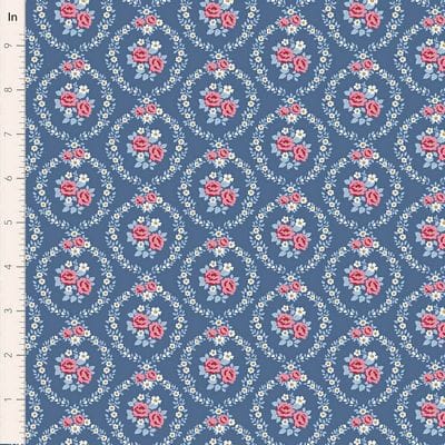 Cotton Fabric, 44″ Wide, Village Life- Mable Blue by Tilda