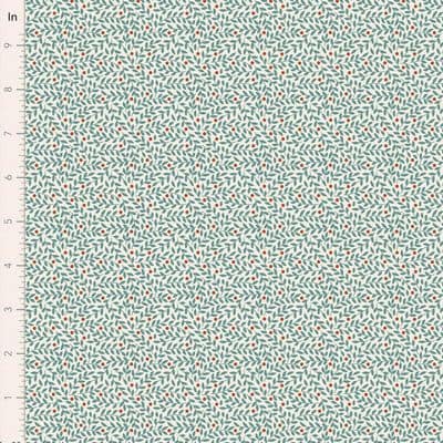 Cotton Fabric, 44″ Wide, Village Life- Lillian Teal by Tilda