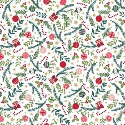 Cotton Fabric, 44″/45″ Wide Kimberbell A Quilty Little Christmas in Ornaments by Maywood Studio