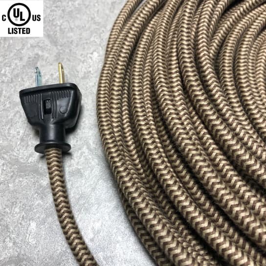 Wire Braided (Round) 18 Gauge In Dark Brown & Putty Zig Zag Sold By The Foot