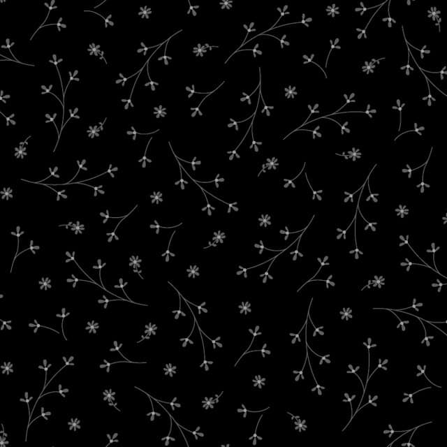 Cotton Fabric, 108″ Wide Kimberbell Basics in Black Pretty Petals by Maywood Studio