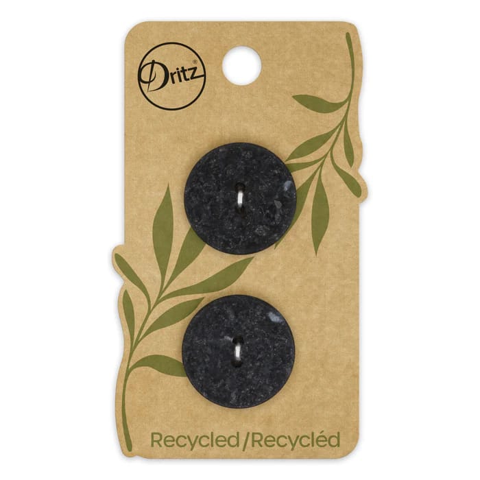 Buttons, Round 23mm In Black, Recycled Cotton, 2 Pack by Dritz