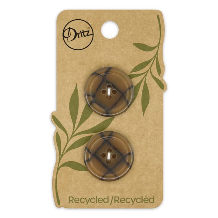 Buttons, Round 23mm In Brown, Recycled Plastic, 2 Pack by Dritz