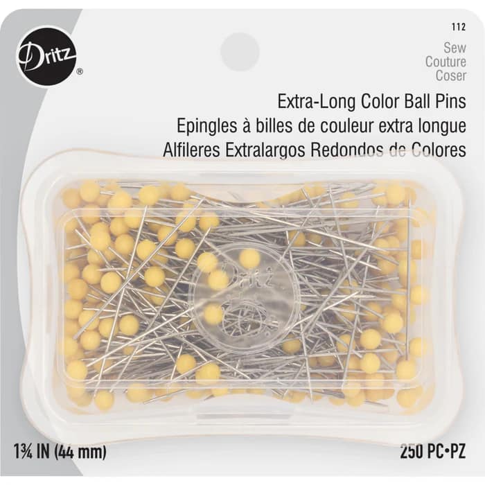 Pins, Ball Pins, Extra-Long Yellow 250 Piece Set by Dritz