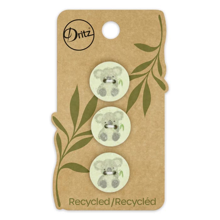 Buttons, Round 18mm In Green, Recycled Cotton, 3 Pack by Dritz
