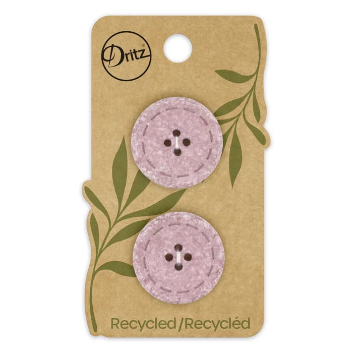 Buttons, Round 25mm In Mauve, Recycled Cotton, 2 Pack by Dritz