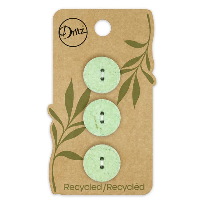 Buttons, Round 18mm In Green, Recycled Cotton, 3 Pack by Dritz