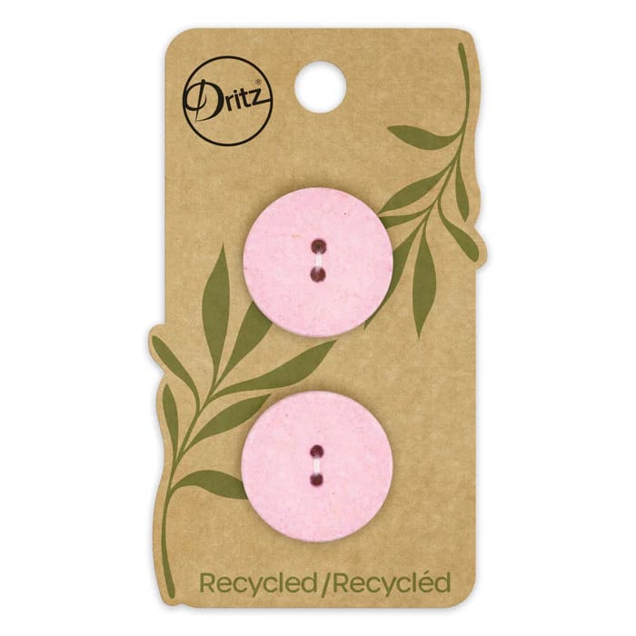 Buttons, Round 23mm In Pink, Recycled Cotton, 2 Pack by Dritz