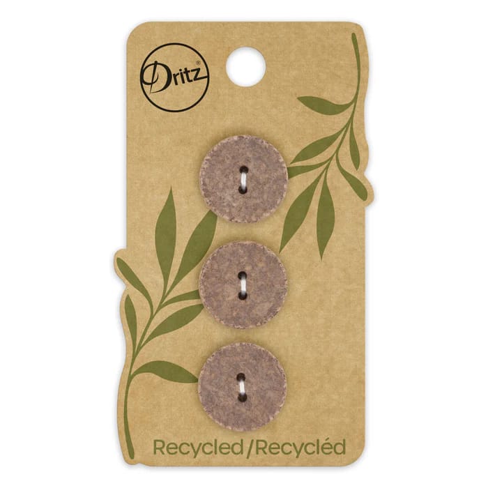 Buttons, Round 18mm In Brown, Recycled Cotton, 3 Pack by Dritz