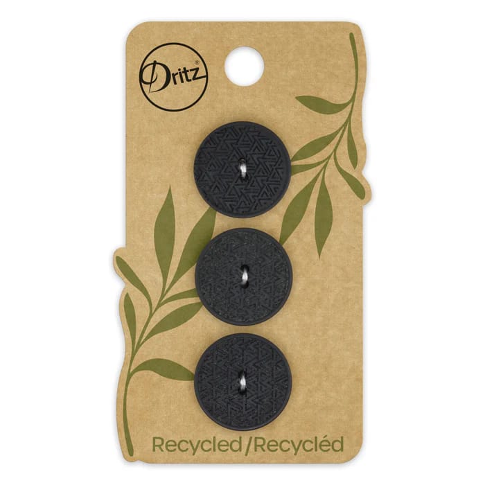 Buttons, Round 20mm In Black, Recycled Hemp, 3 Pack by Dritz