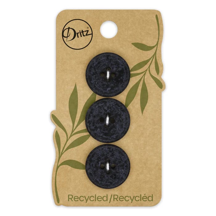 Buttons, Round 20mm In Black, Recycled Cotton, 3 Pack by Dritz