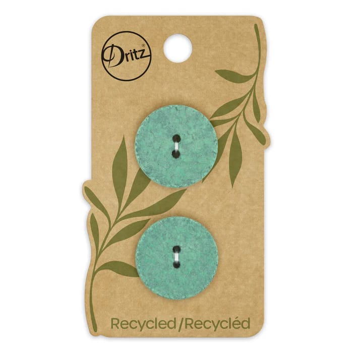 Buttons, Round 23mm In Green, Recycled Cotton, 2 Pack by Dritz