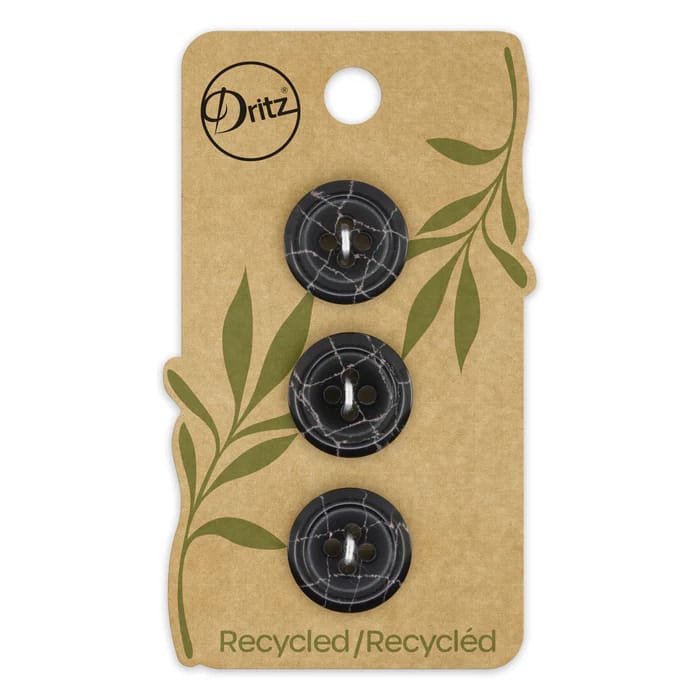 Buttons, Round 18mm In Black, Recycled Plastic, 3 Pack by Dritz