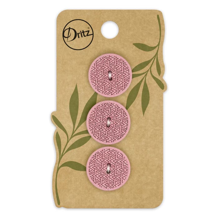 Buttons, Round 20mm In Pink, Recycled Hemp, 3 Pack by Dritz