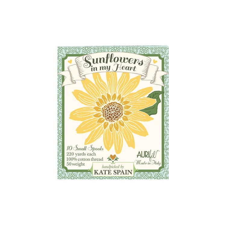 Sunflowers in My Heart by Kate Spain, 50wt Cotton Thread Set by Aurifil - Image 2