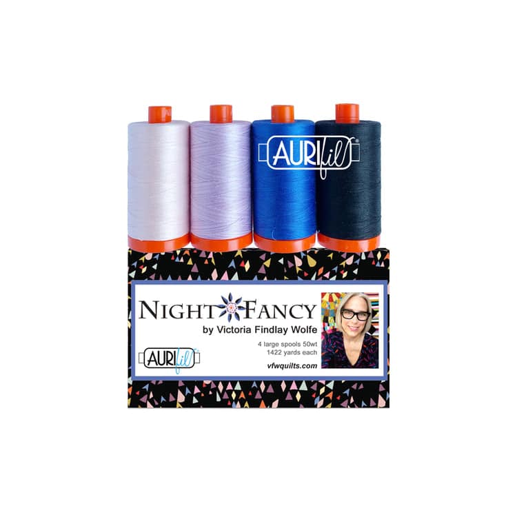 Night Fancy by Victoria Findlay Wolfe, 50wt Cotton Thread Set by Aurifil