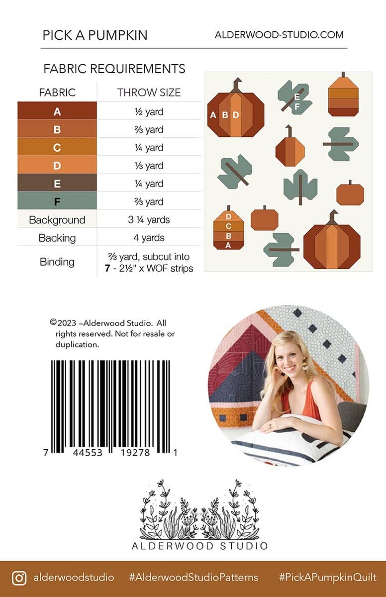Pick A Pumpkin Quilt Pattern by Alderwood Studios for Riley Blake Designs - Image 2