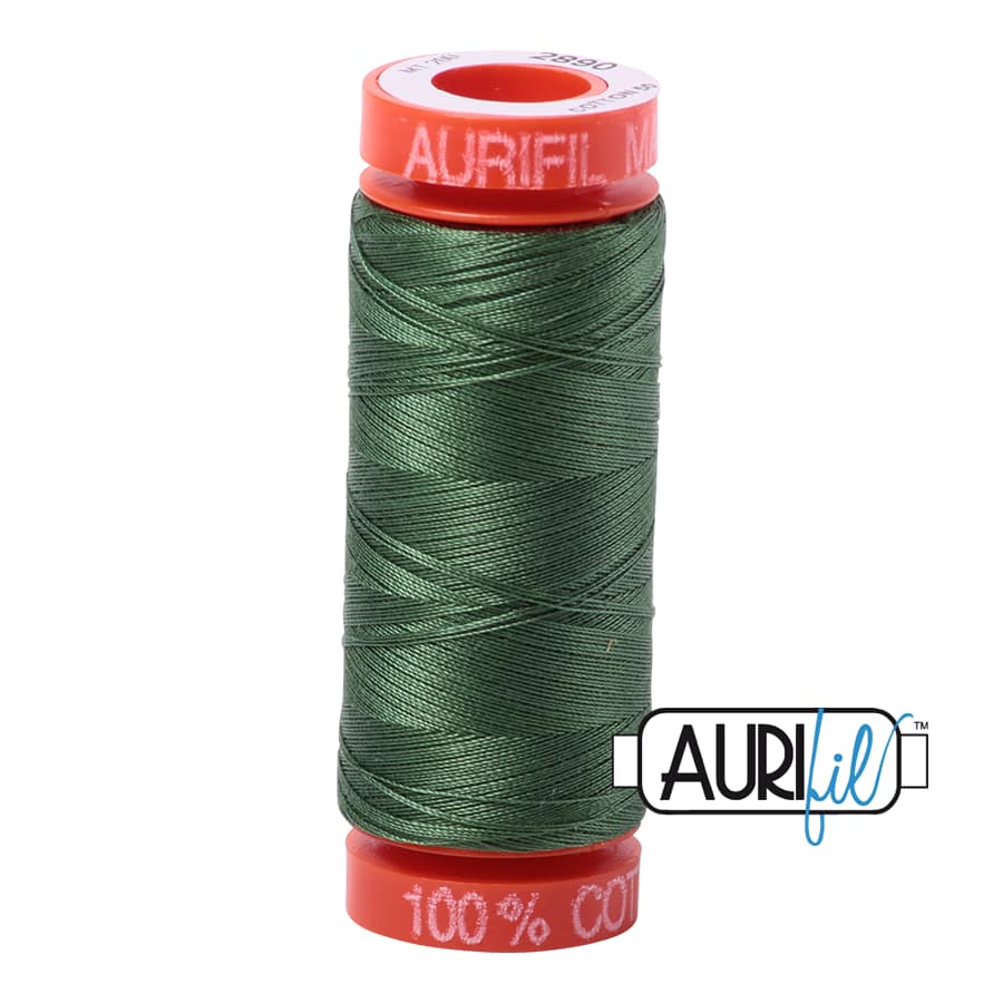 50wt Cotton Thread in 2890 Very Dark Grass Green by Aurifil - Image 3