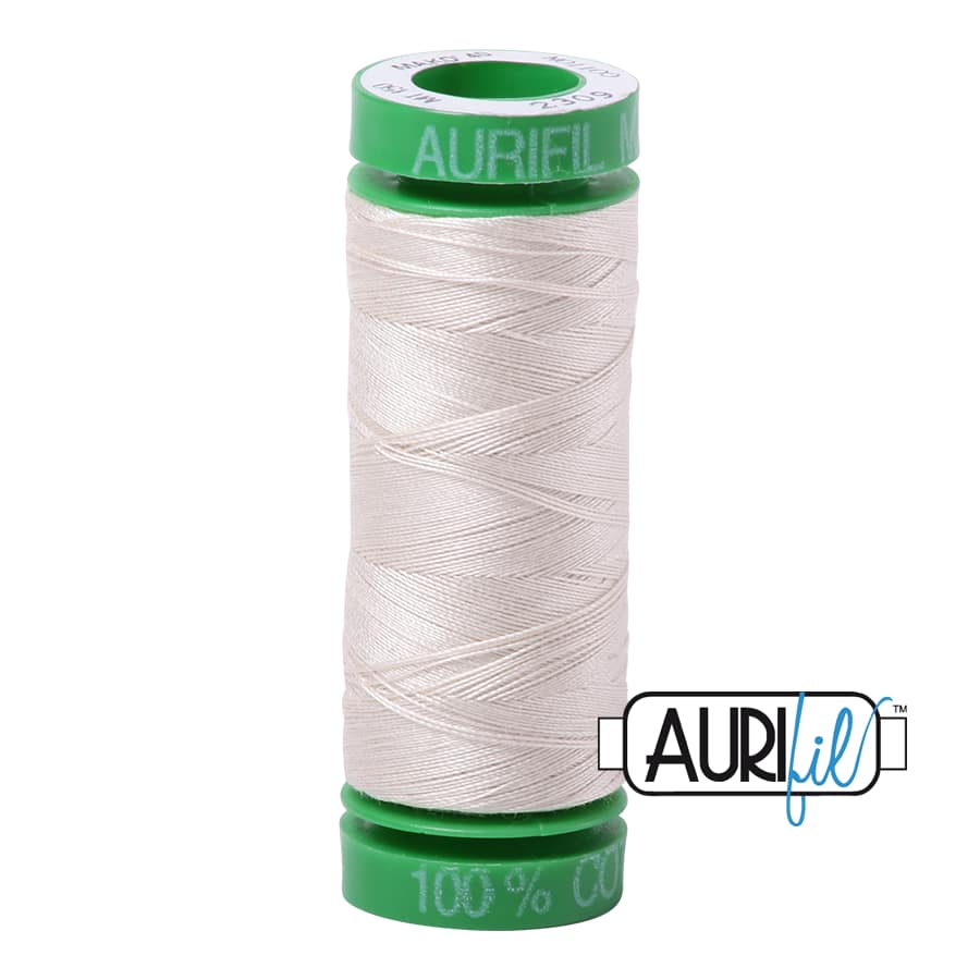 40wt Cotton Thread in 2309 Silver White by Aurifil - Image 2