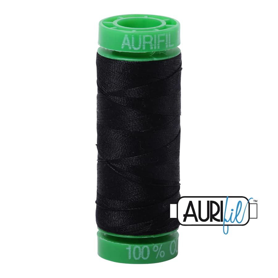 40wt Cotton Thread in 2692 Black by Aurifil - Image 2