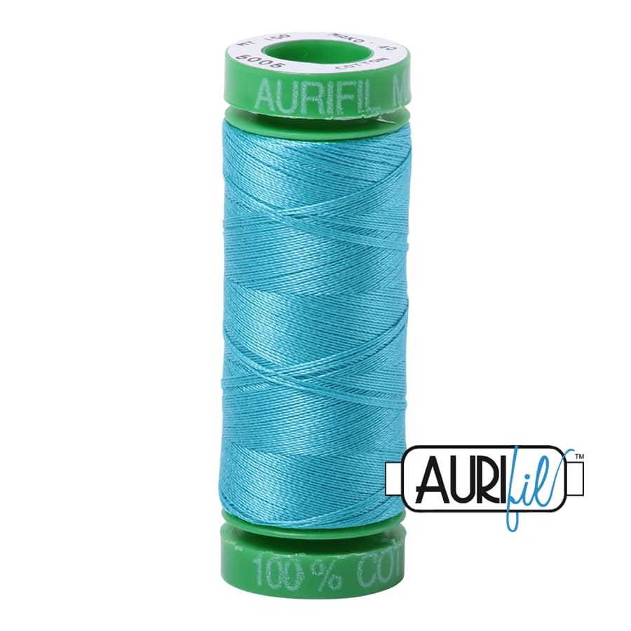 40wt Cotton Thread in 5005 Bright Turquoise by Aurifil - Image 2