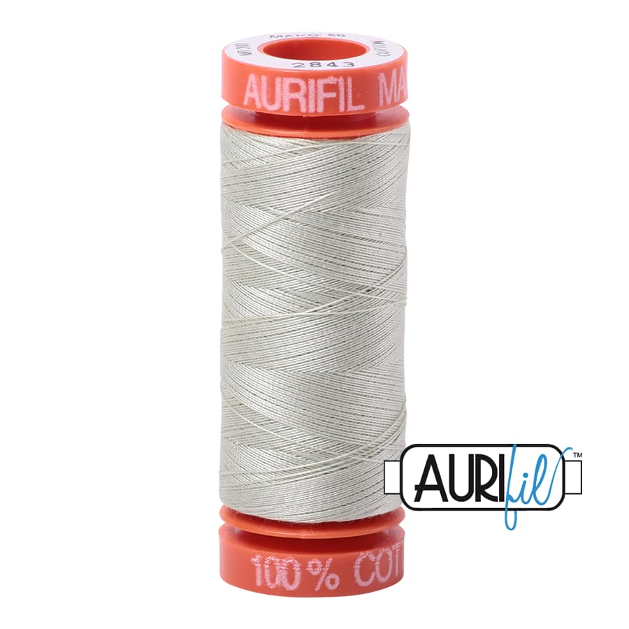 50wt Cotton Thread in 2843 Light Grey Green by Aurifil - Image 2