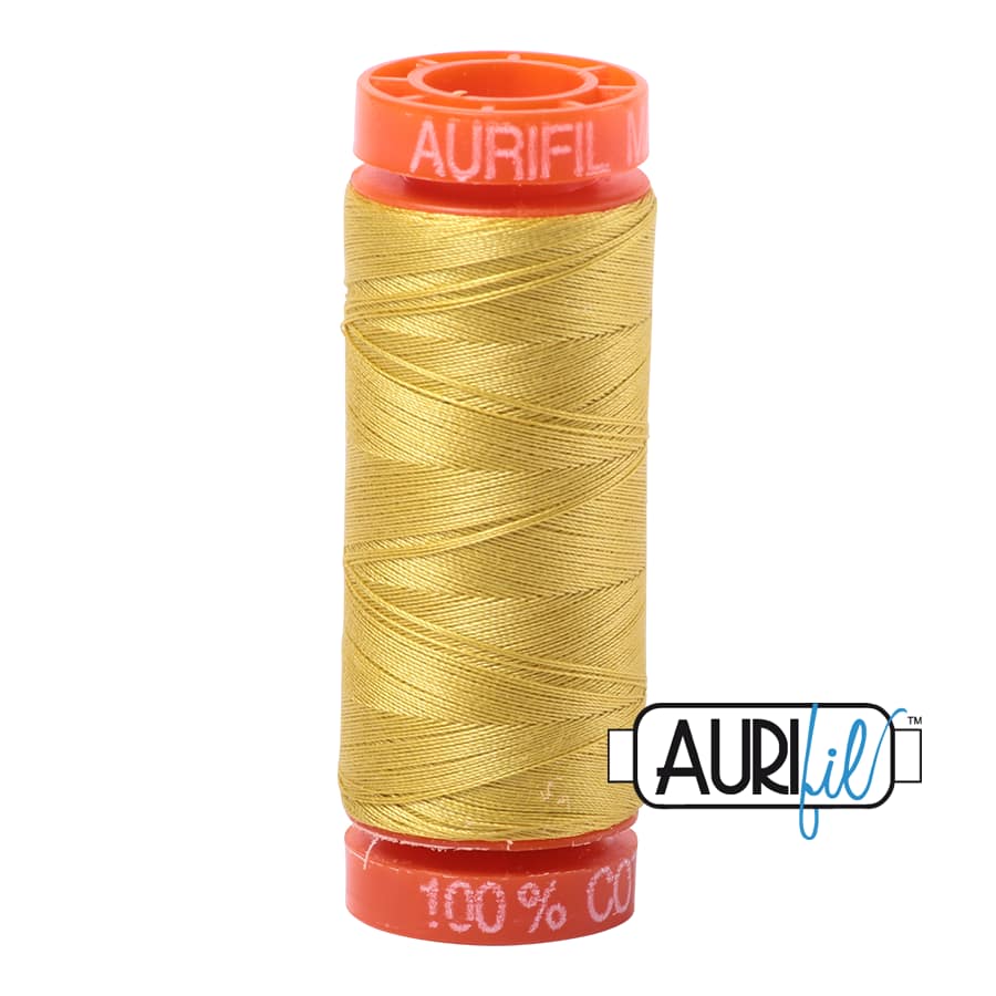 50wt Cotton Thread in 5015 Gold Yellow by Aurifil - Image 2