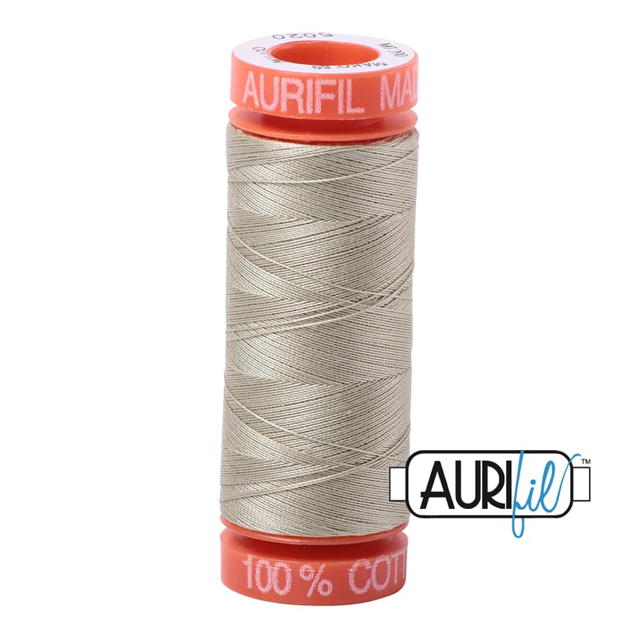 50wt Cotton Thread in 5020 Light Military Green by Aurifil - Image 2