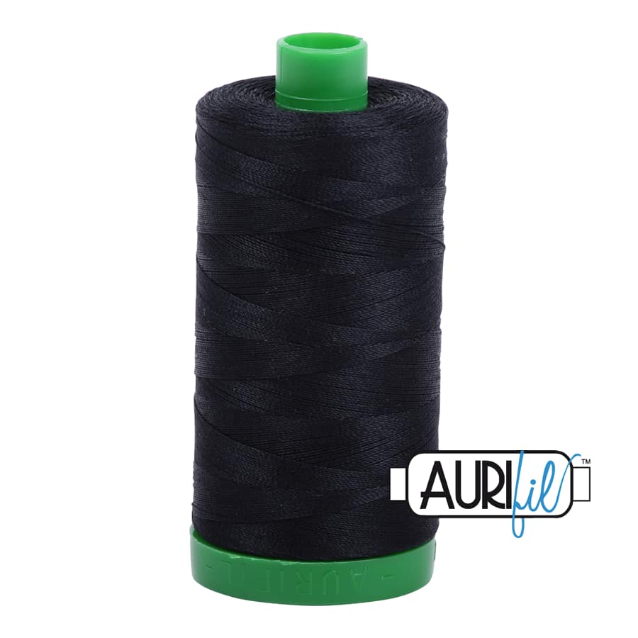 40wt Cotton Thread in 2692 Black by Aurifil
