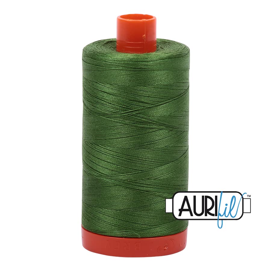 50wt Cotton Thread in 5018 Dark Grass Green by Aurifil