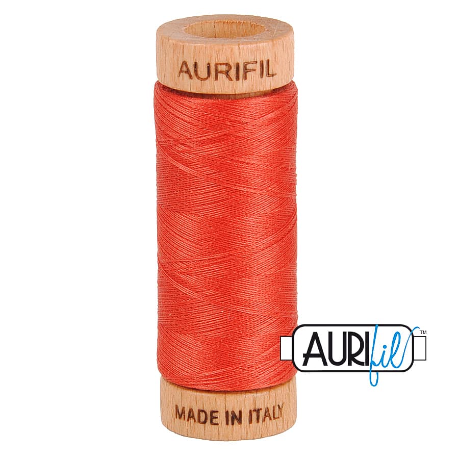 80wt Cotton Thread in 2255 Dark Red Orange by Aurifil