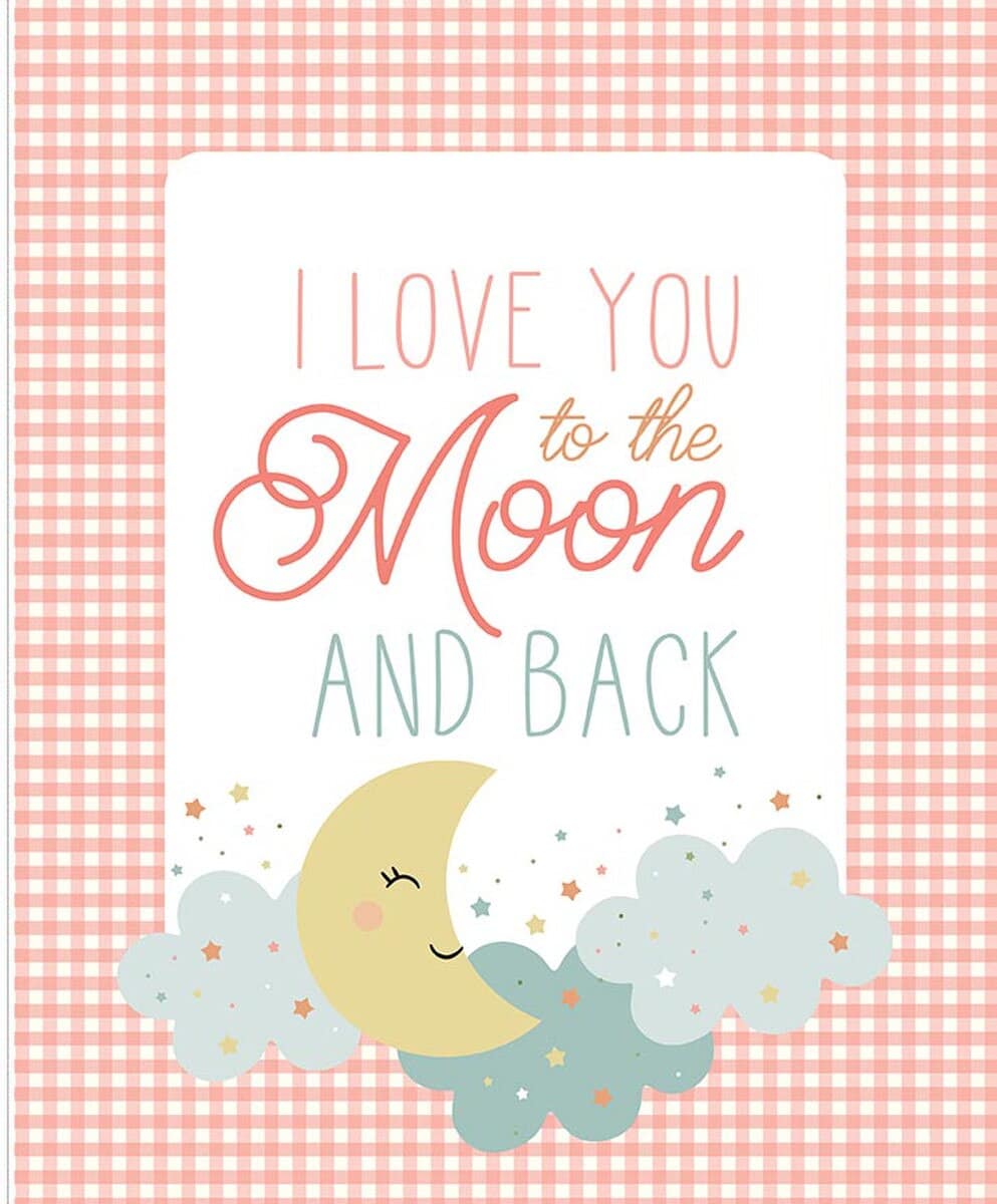 Cotton Fabric, 43"/44" Wide Flannel Love You to the Moon and Back in Panel Coral by Riley Blake Designs