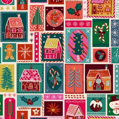 Cotton Fabric, 44" Wide in Patchwork Candy Houses, a Helen Black Design by Dashwood Studio