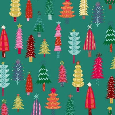 Cotton Fabric, 44" Wide in Christmas Trees, a Helen Black Design by Dashwood Studio