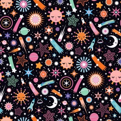 Cotton Fabric, 44" Wide in Cosmos a Carly Watts Design by Dashwood Studio