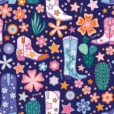 Cotton Fabric, 44" Wide in Interstellar Boots a Carly Watts Design by Dashwood Studio