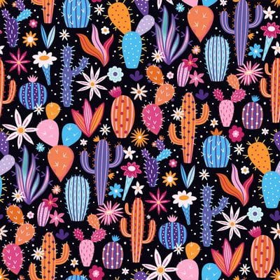 Cotton Fabric, 44" Wide in Cosmic Cacti a Carly Watts Design by Dashwood Studio