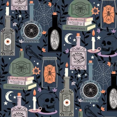 Cotton Fabric, 44" Wide in Occult Apothecaries, a Sally Mountain Design by Dashwood Studio