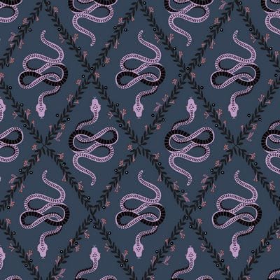 Cotton Fabric, 44" Wide in Snake Tapestry, a Sally Mountain Design by Dashwood Studio
